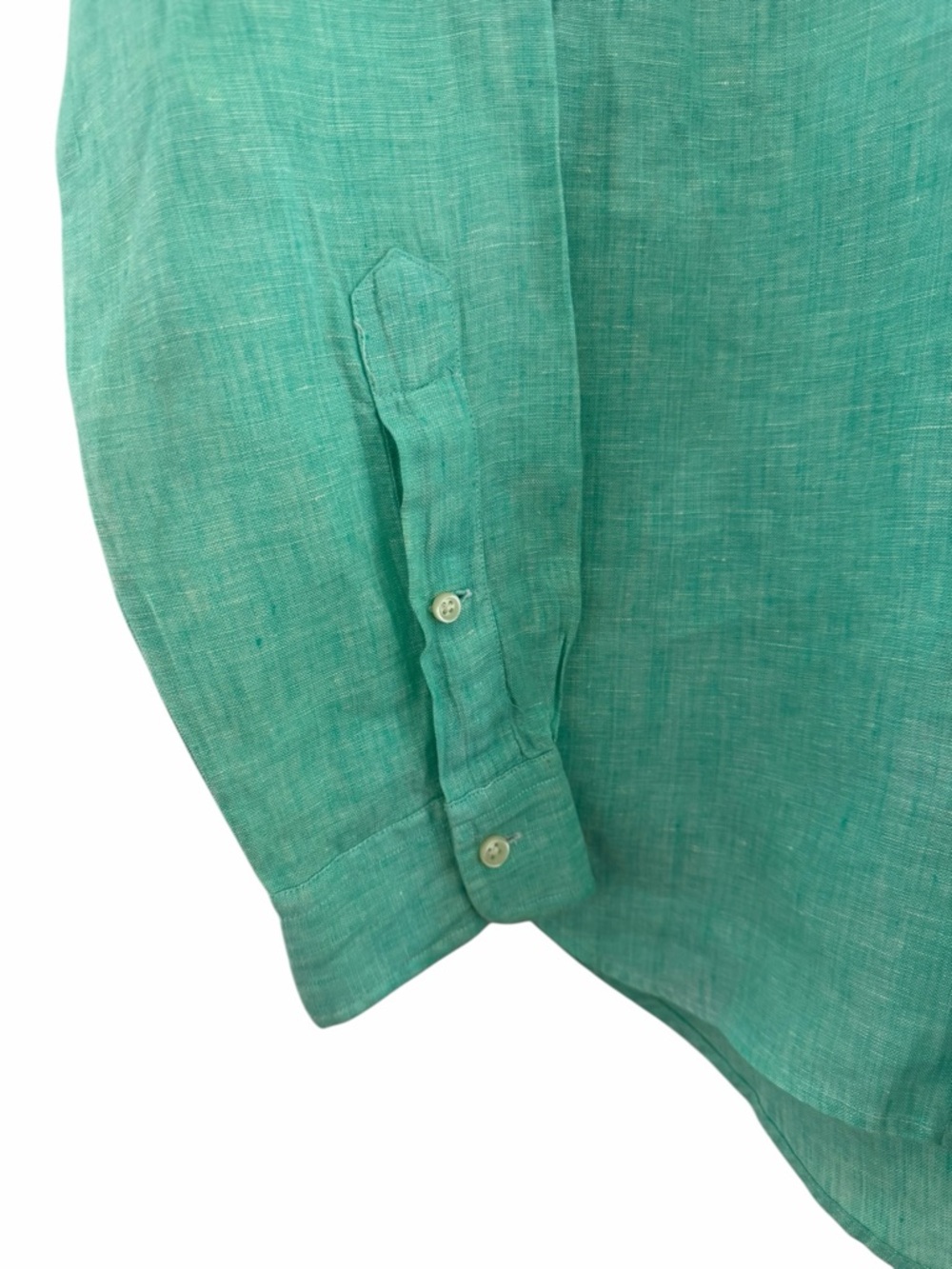 Ralph Lauren Teal Green Button-Down 100% Linen Shirt - Picture 3 of 6